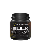 A container of ALL BULK NO BLOAT supplement by Bucked Up, which is a zero-calorie mass gainer.