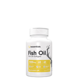 A bottle of Bucked Up Fish Oil softgels, with the label showing 1000mg dosage and 60 capsules.