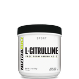 A container of Nutrabio L-Citrulline powder, which is a free form amino acid supplement.