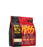 A package of MUTANT MASS 5 LBS Muscle Mass Gainer, predominantly red and black in color with the brand logo and product information displayed.