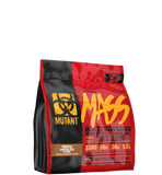 A package of MUTANT MASS 5 LBS Muscle Mass Gainer, predominantly red and black in color with the brand logo and product information displayed.