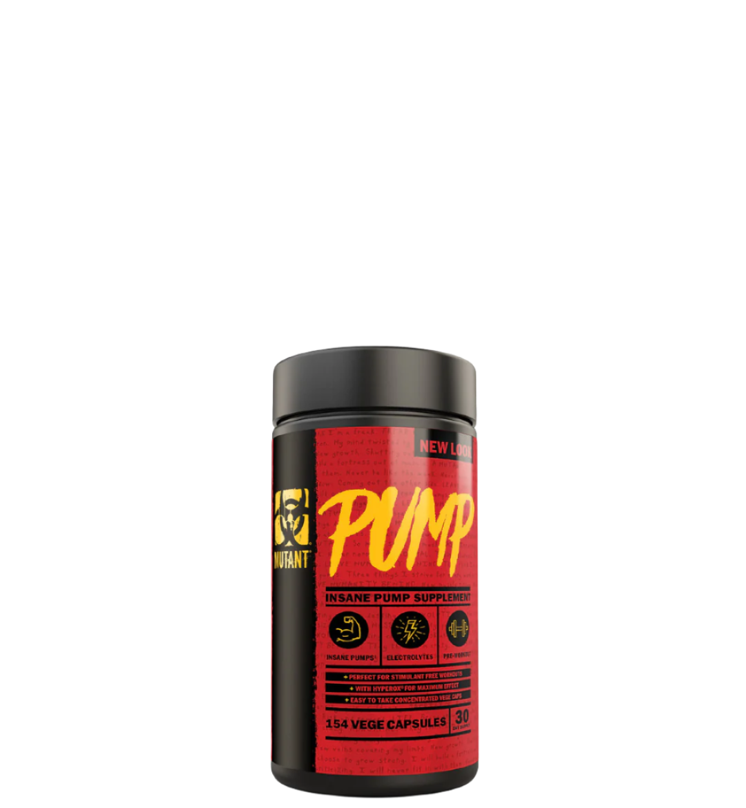 A container of PUMP Insane Pump Supplement with red and black label featuring yellow text.