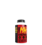 A bottle of MUSCLE MAG Extra Premium Magnesium supplement with red and black label featuring yellow text and graphics.