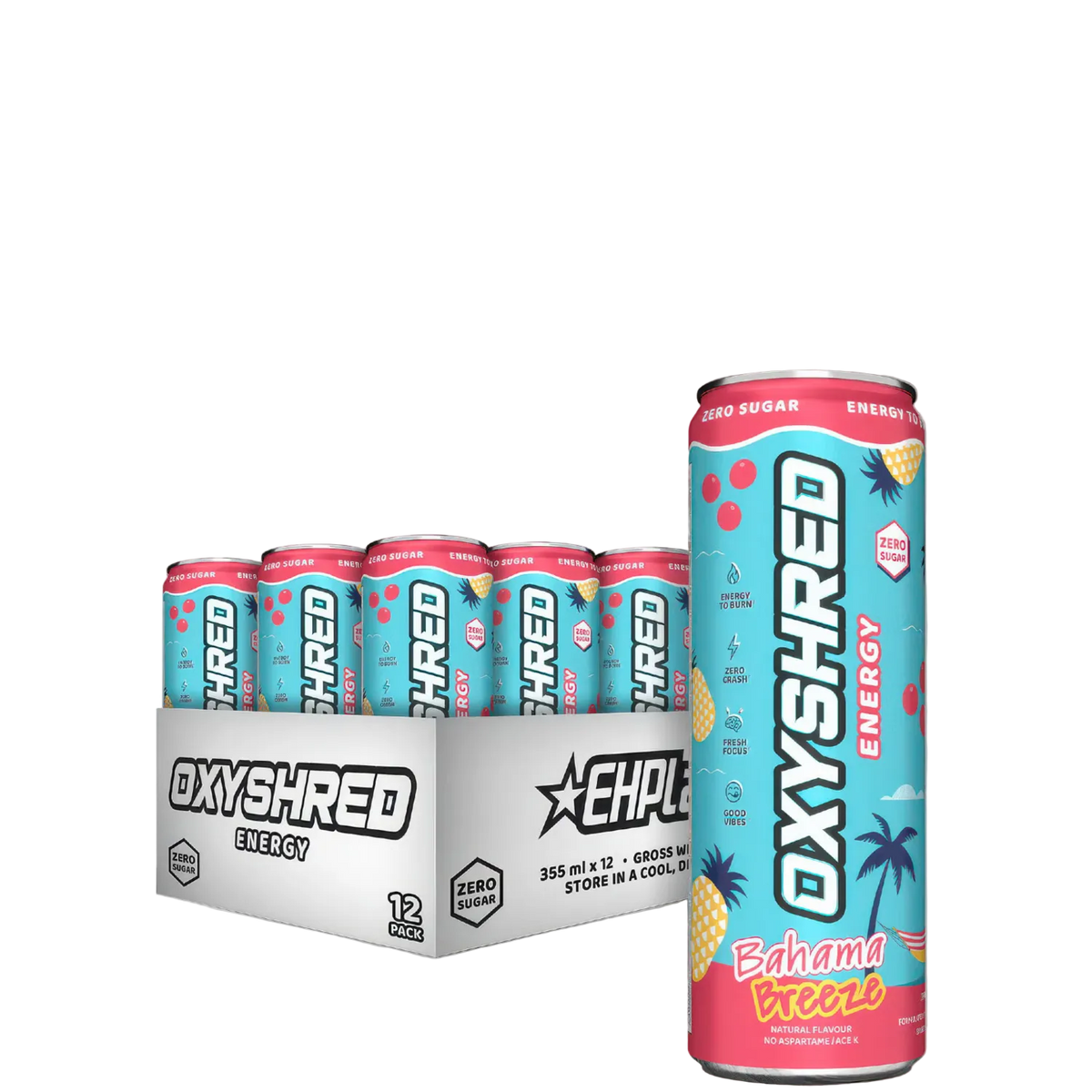 OxyShred RTD Energy Drink – Zero Sugar, Zero Calories (12-Pack)