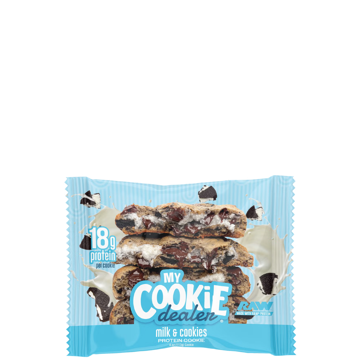 Packaging of Protein Cookie - 12 Pack showing the cookies and the text indicating 18g protein per cookie.