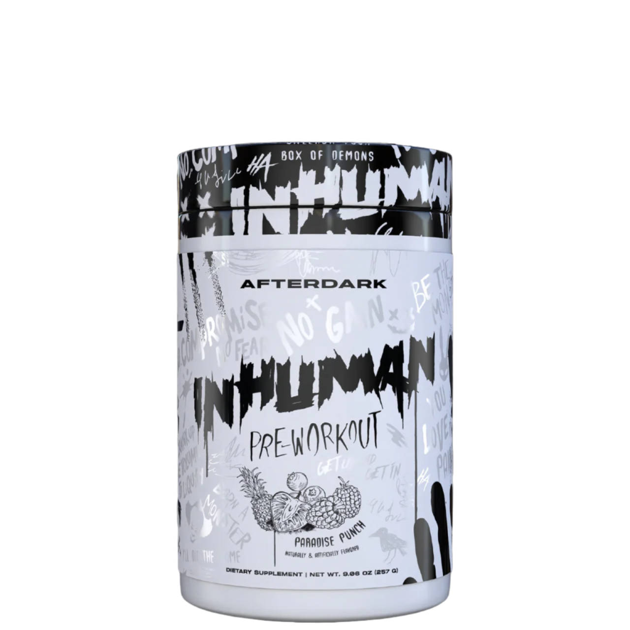 Inhuman Workout Assorted flavors of Afterdark Inhuman Pre-Workout Powder packets