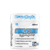 A container of CREATINE MONOHYDRATE 300g supplement with branding and product information.