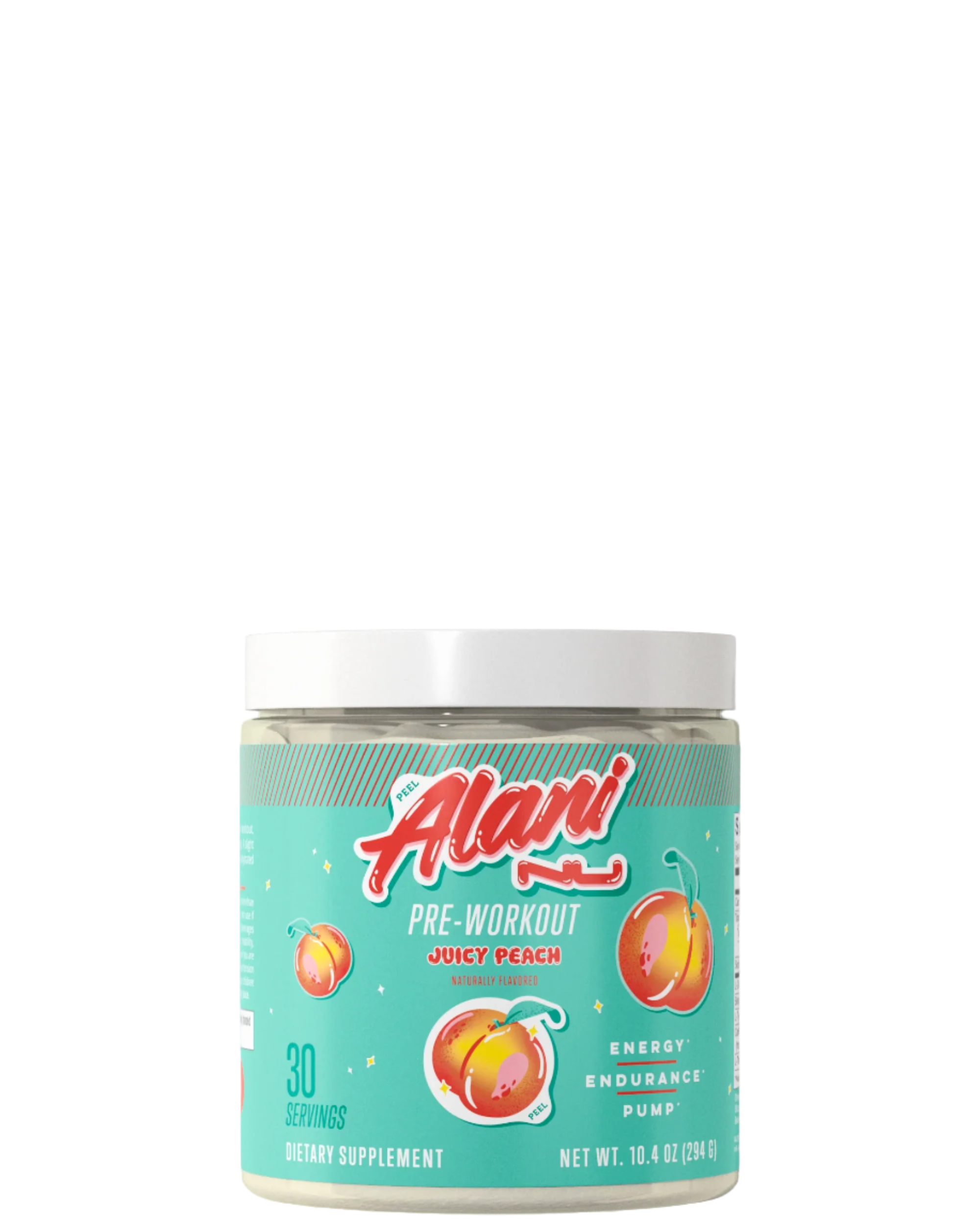 A container of Alani Nu Pre-Workout Powder in Galaxy Lemonade flavor, with pink and purple label design featuring lemonade graphics.