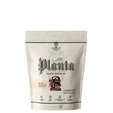 A package of Ambrosia Planta plant protein powder, featuring rice and pea protein, with gourmet flavors.