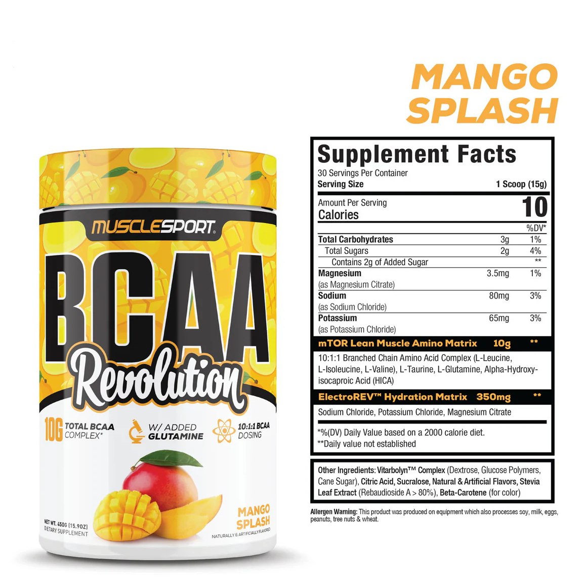 BCAA Revolution supplement tub front label