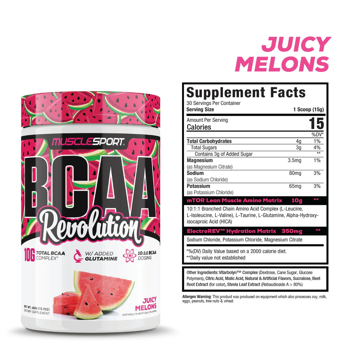 BCAA Revolution supplement tub front label