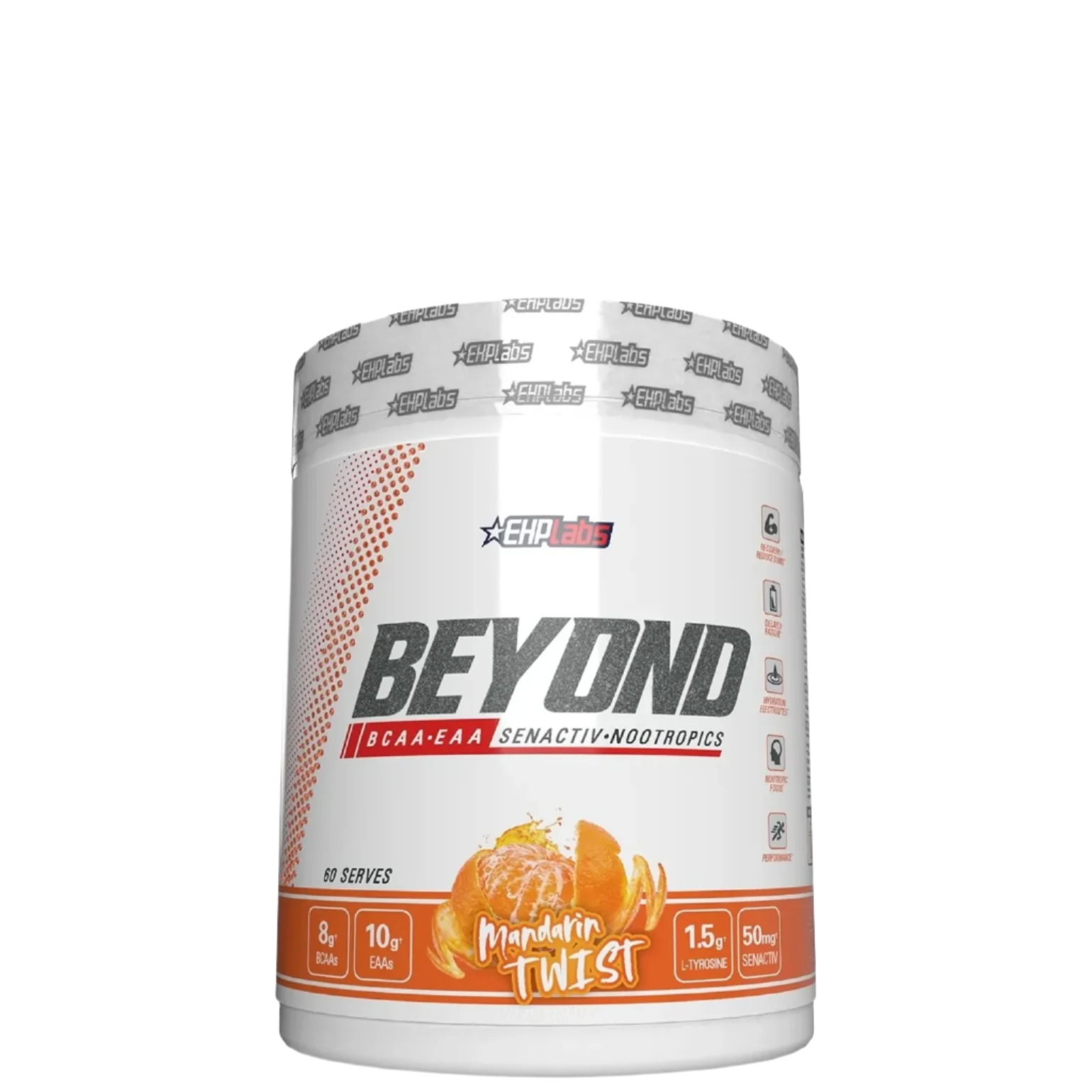 A container of Beyond BCAA+EAA Intra-Workout supplement in Raspberry Refuel flavor.