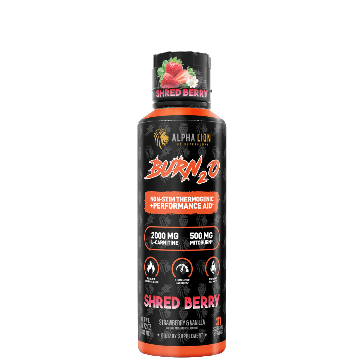 Burn2O liquid thermogenic shots in Shred Berry and Grapezilla flavors
