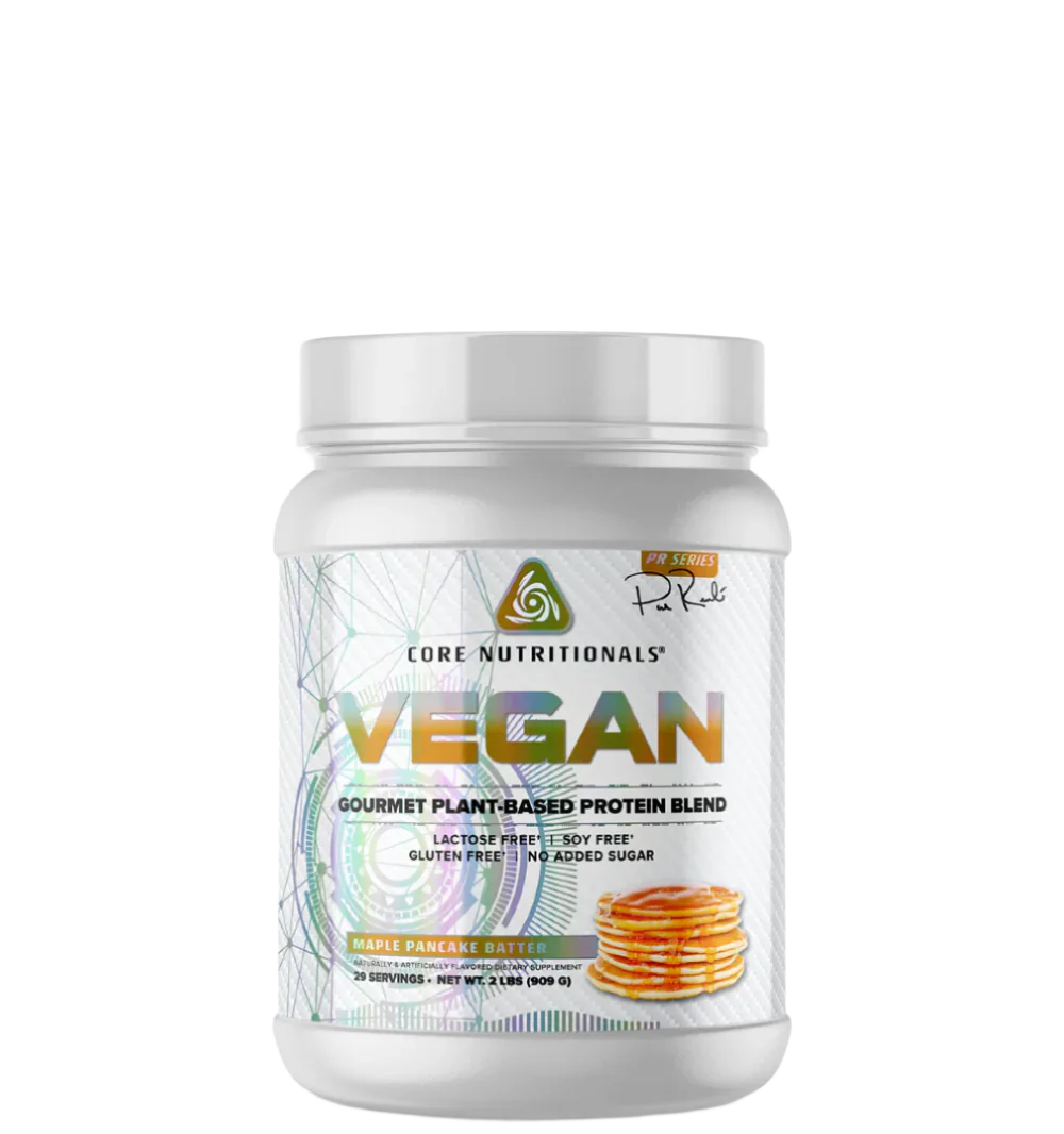 Vegan plant-based protein tub with clean white label