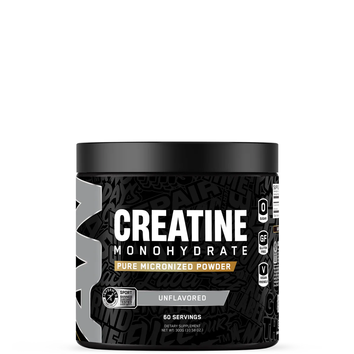 Creatine Monohydrate container, unflavored, 60 servings, micronized powder