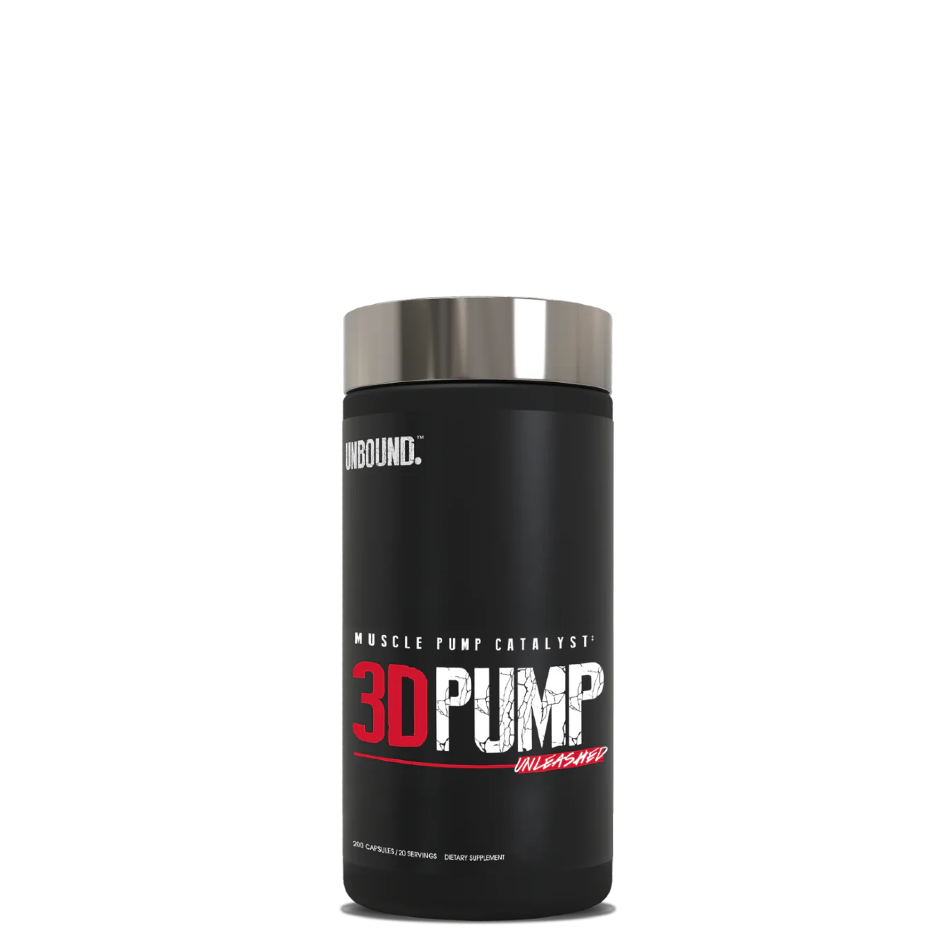 A container of 3D PUMP UNLEASHED by Nutrabio, a muscle pump catalyst supplement.