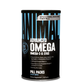 A container of Animal Omega-3 & EFAs essential fatty acid supplement with blue and white label.