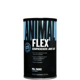 A container of ANIMAL FLEX comprehensive joint care dietary supplement, featuring the product's name and branding on the label.