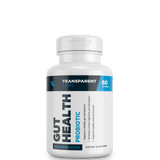 A bottle of Transparent Labs Gut Health Series Probiotic supplement with 100 billion CFUs per serving, 60 capsules.