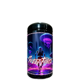 A container of Speed Force Extreme High Pump Mid Stim Pre-Workout by Project M with a colorful design featuring a character and text.