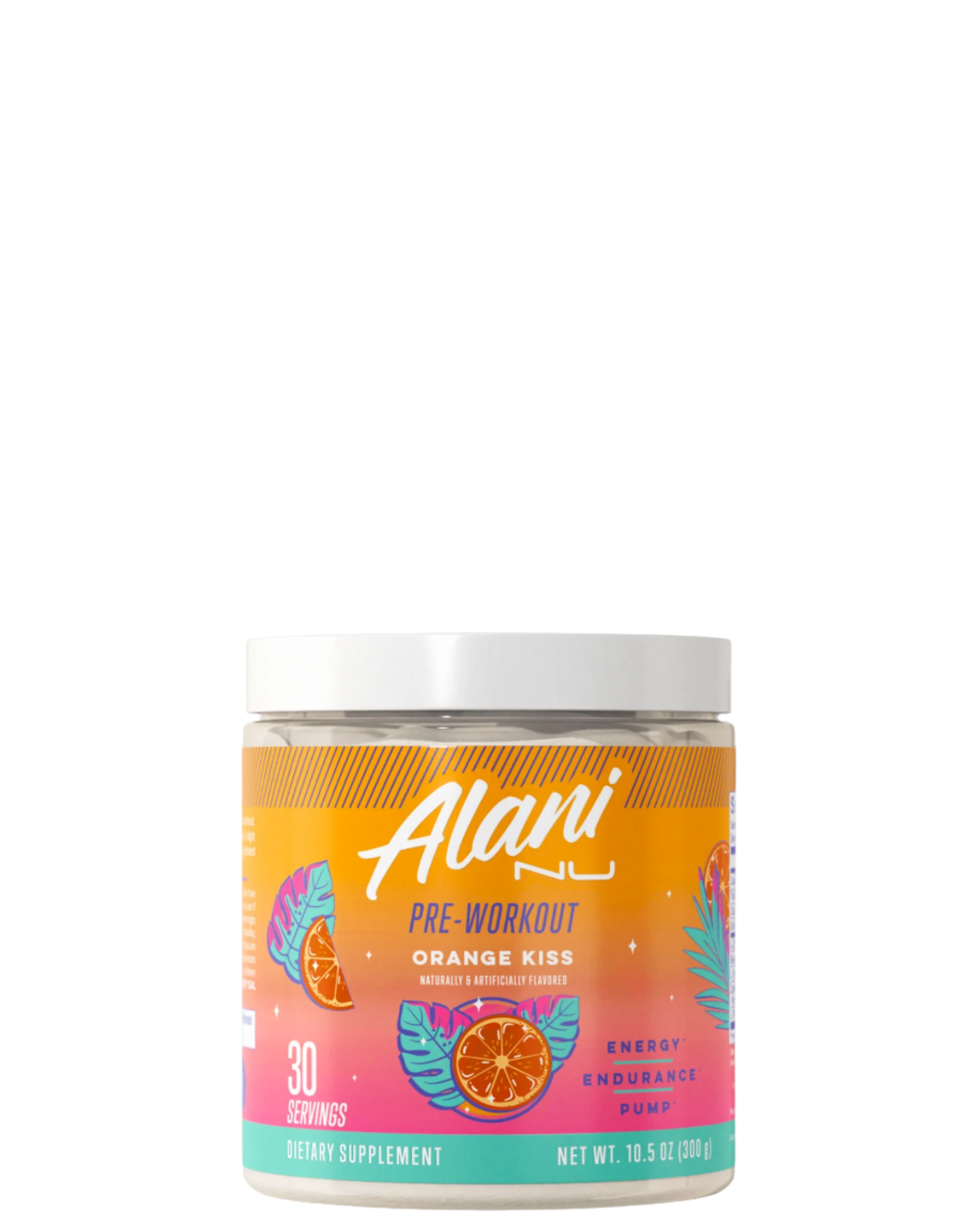 A container of Alani Nu Pre-Workout Powder in Galaxy Lemonade flavor, with pink and purple label design featuring lemonade graphics.