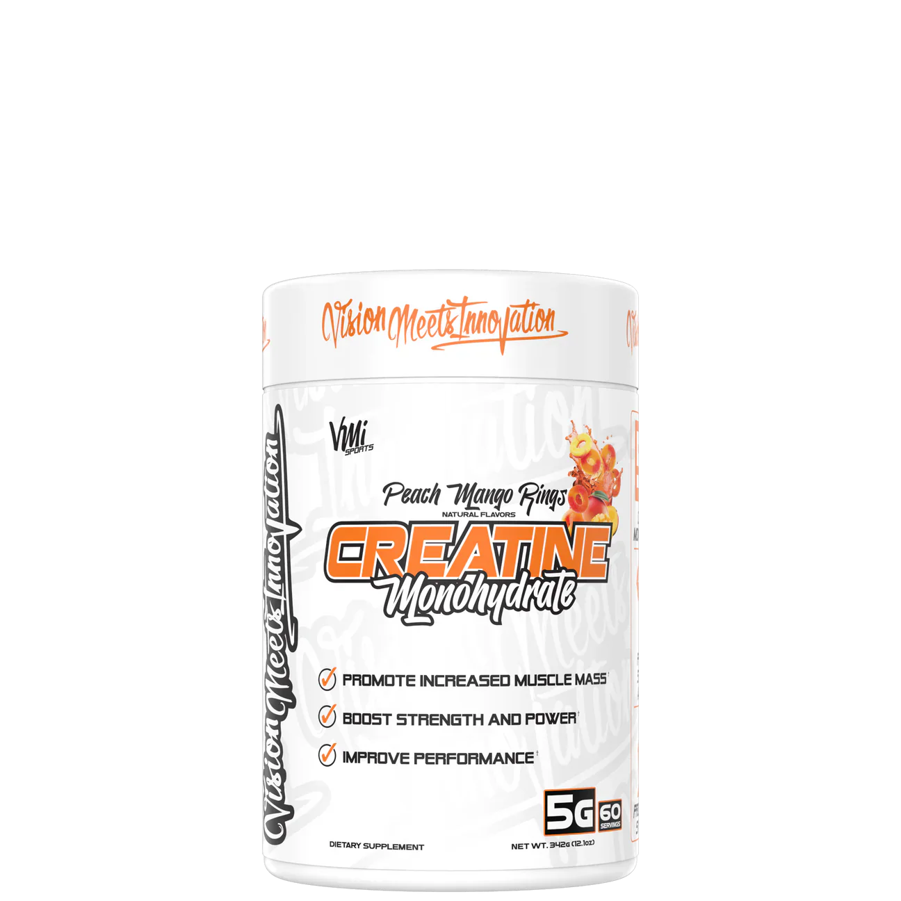 A container of CREATINE MONOHYDRATE 300g supplement with branding and product information.