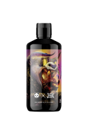 A bottle of Panda Supps X Pump Sauce Collaboration Liquid Pre Workout with a colorful label featuring a dragon and in-game currency symbols.