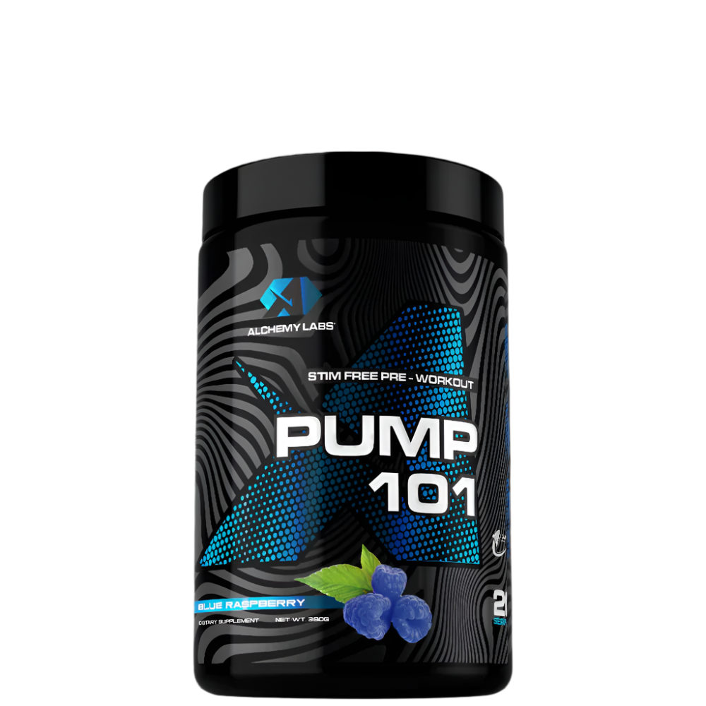 UMP-101 pre-workout supplement tub with matte label