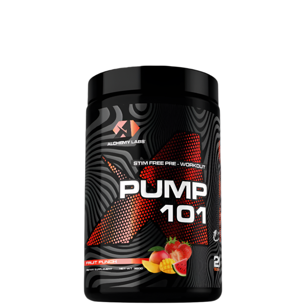 UMP-101 pre-workout supplement tub with matte label