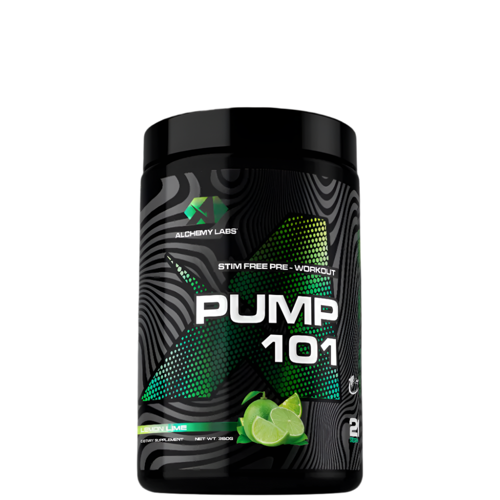 UMP-101 pre-workout supplement tub with matte label