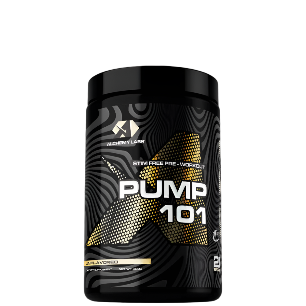 UMP-101 pre-workout supplement tub with matte label