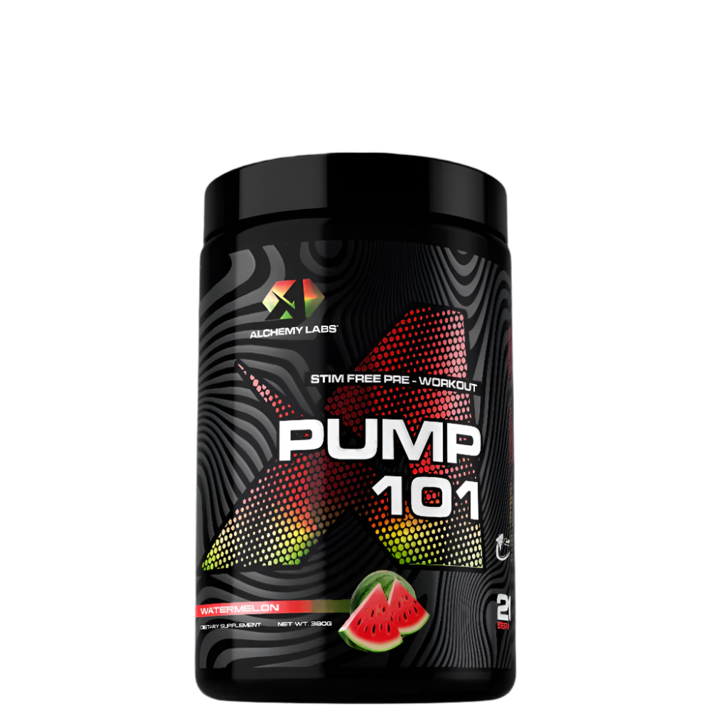 UMP-101 pre-workout supplement tub with matte label