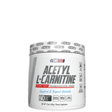 A container of EHPlabs Acetyl L-Carnitine powder, which is a white tub with branding and product information printed on the label.