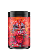 A container of RAMPAGE - EXTREME PRE-WORKOUT supplement with a vibrant blue and green graphic of a stylized character on the label.
