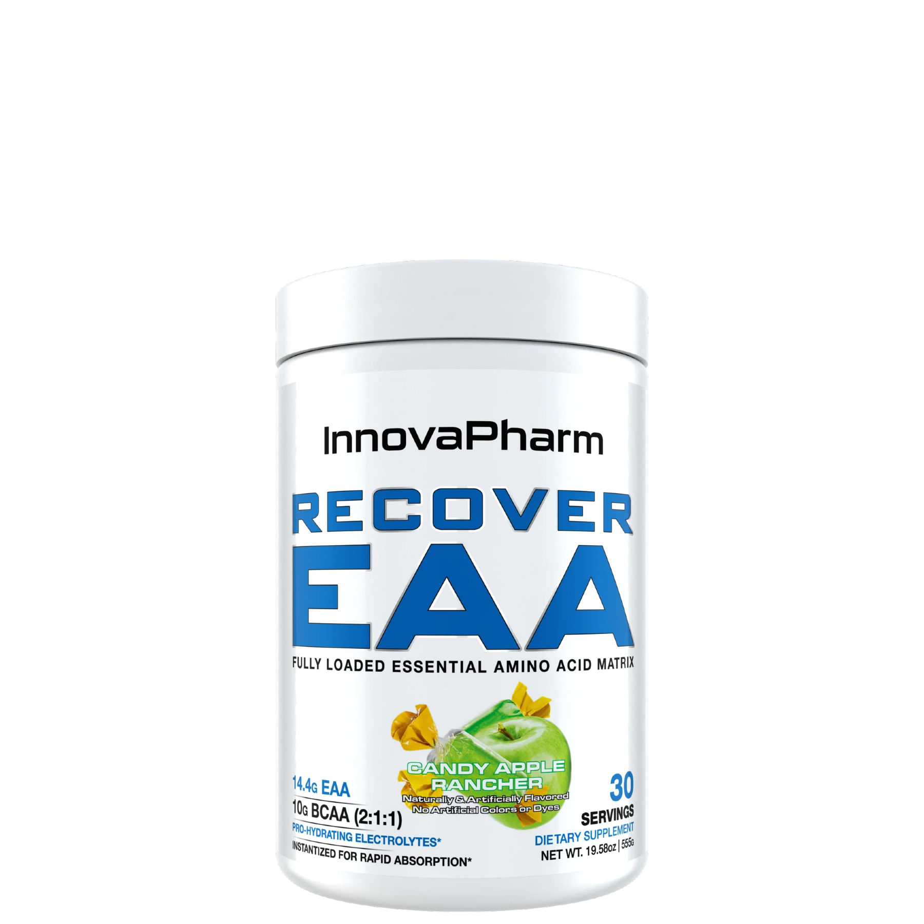 A container of InnovaPharm RECOVER EAA, with a white background.