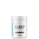 A container of Revive Sleep restorative sleep support supplement in dark chocolate flavor.