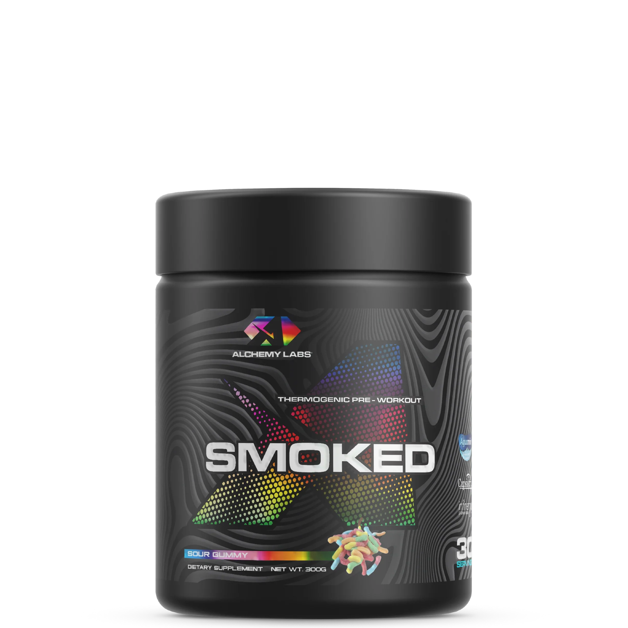Smoked bottle placed beside workout gear and water