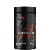 A container of Alchemy Labs Test-FX, a natural testosterone boosting supplement.