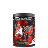 A container of YAKKA High Stim Pre-Workout supplement with a predominantly red and black design, featuring the brand name and the words 'Pre-Workout'.