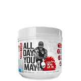 Container of ALL DAY YOU MAY 10:1:1 Ratio BCAA Recovery Drink with branding and information about the product.