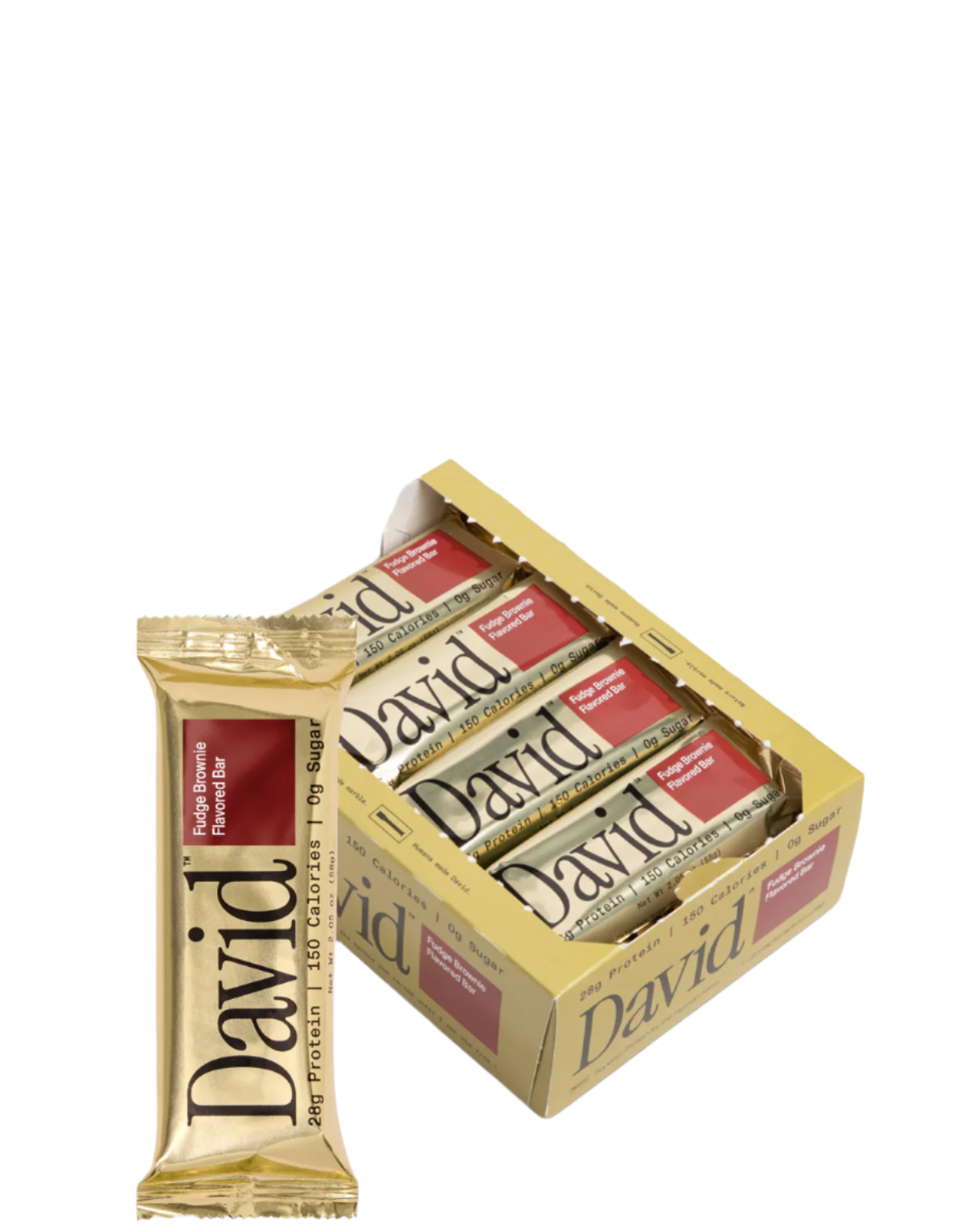 Box of David chocolate bars on a white background