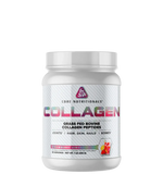 A container of Core Nutritionals Collagen supplements with text indicating it is grass-fed bovine collagen peptides, with a strawberry lemonade flavor.