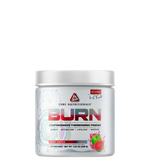 A container of BURN comprehensive thermogenic powder by CORE NUTRITIONALS with colorful label design.