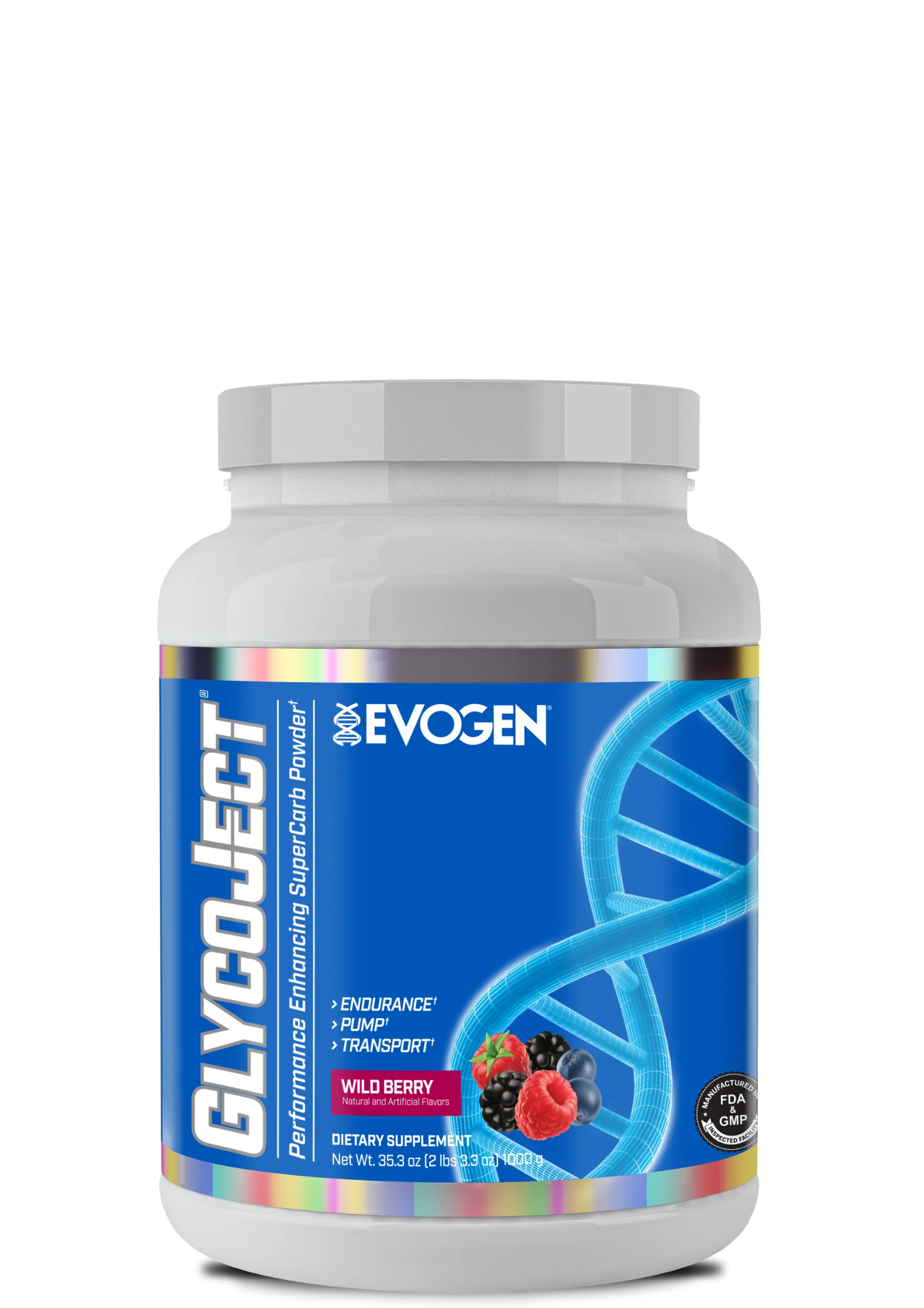 A container of GlycoJect Super Carb by Evogen Nutrition with a watermelon slice image on the label.