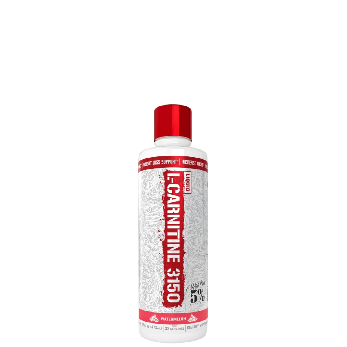 A bottle of Liquid L-Carnitine 3150 supplement with red label.