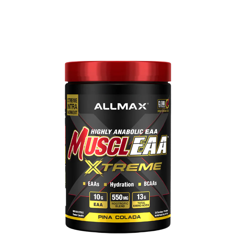 A container of ALLMAX MUSCLEAA XTREME, which is a lime margarita flavored amino acid supplement.