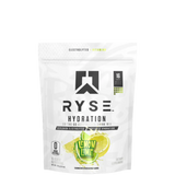 A sealed pouch of RYSE Hydration sticks with a label showing the brand logo, the flavor 'Kool-Aid', and additional product information.