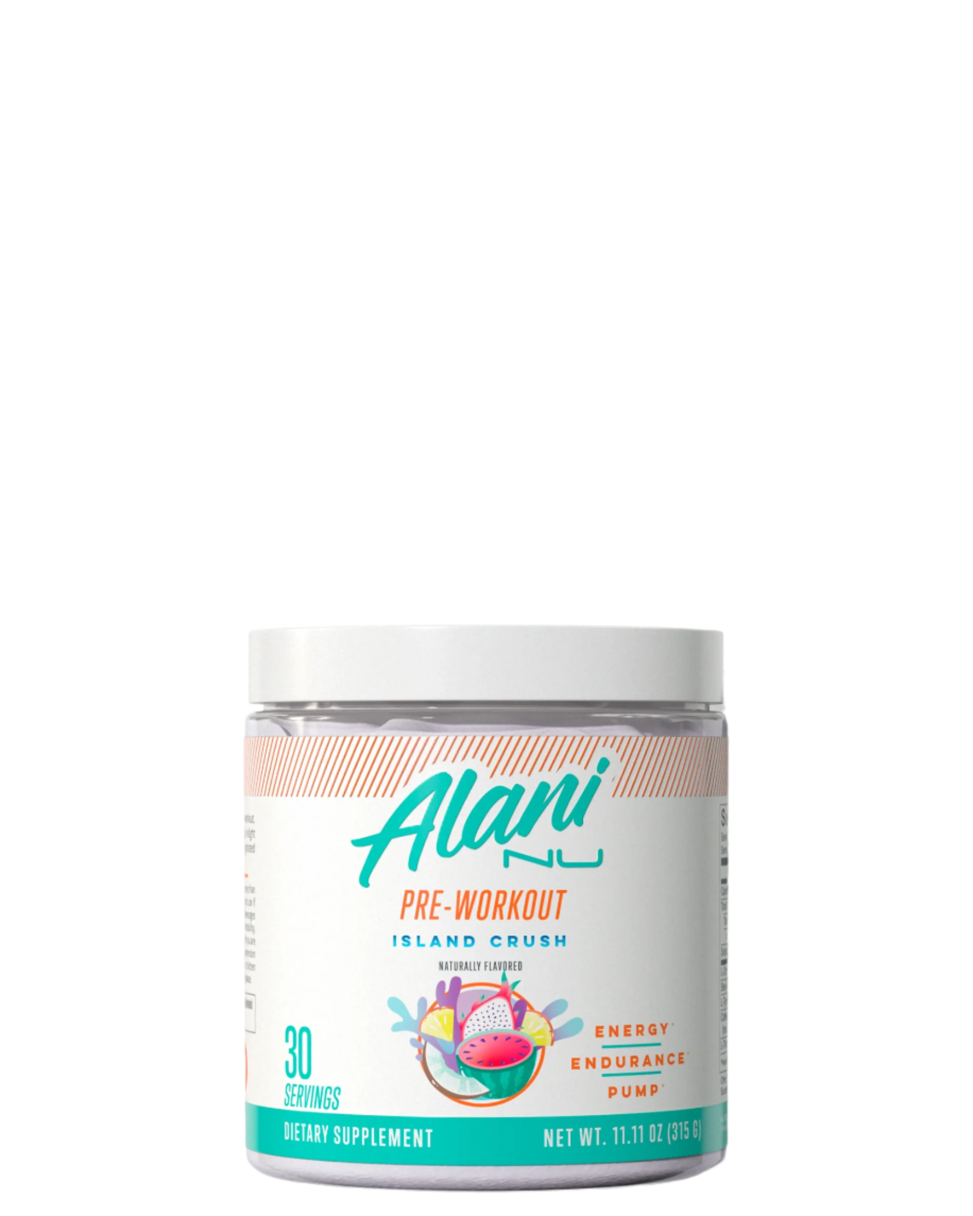 A container of Alani Nu Pre-Workout Powder in Galaxy Lemonade flavor, with pink and purple label design featuring lemonade graphics.