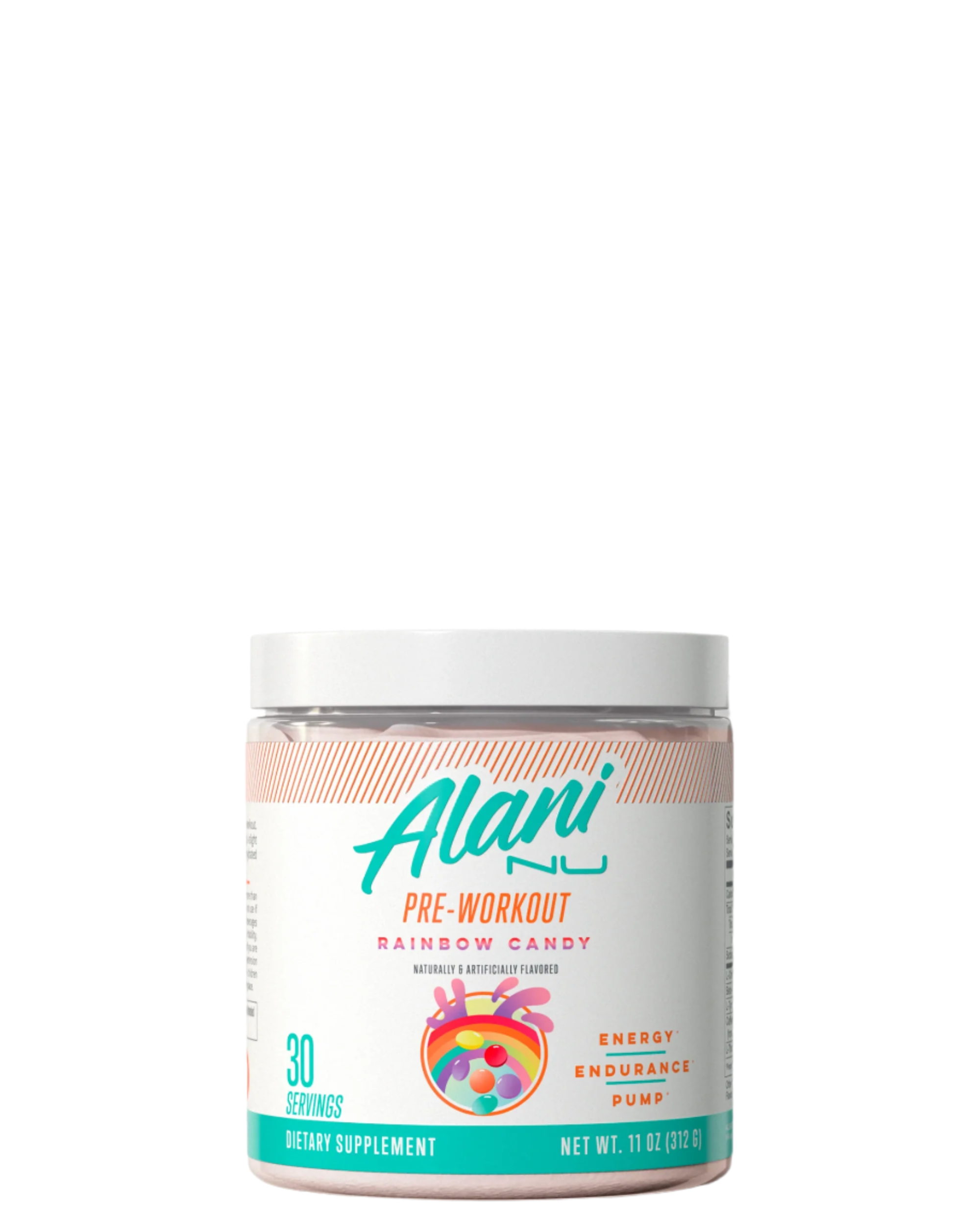 A container of Alani Nu Pre-Workout Powder in Galaxy Lemonade flavor, with pink and purple label design featuring lemonade graphics.