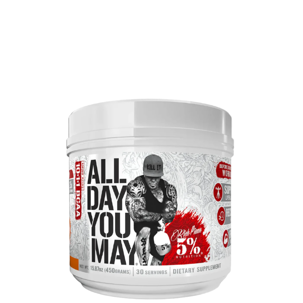 Assorted flavors of All Day You May BCAA Recovery Drink Powder packets.